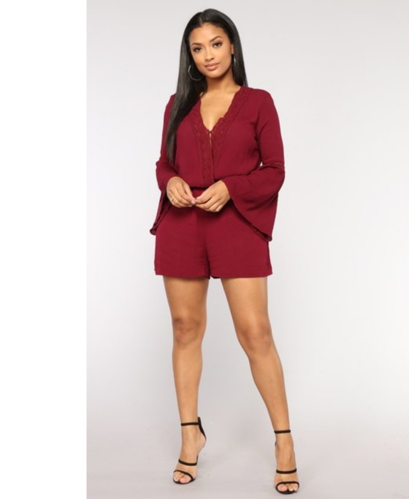 NWOT Burgundy romper shorts